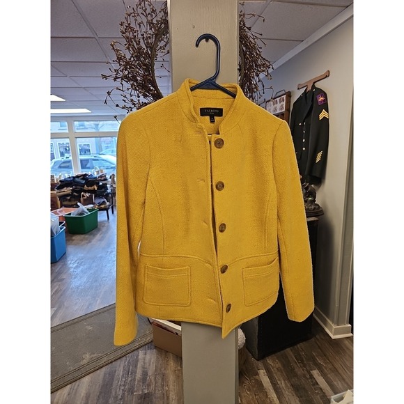 Talbots Jackets & Blazers - Talbots Jacket Womens Yellow Wool Blend Blazer‎ Button Down 6P